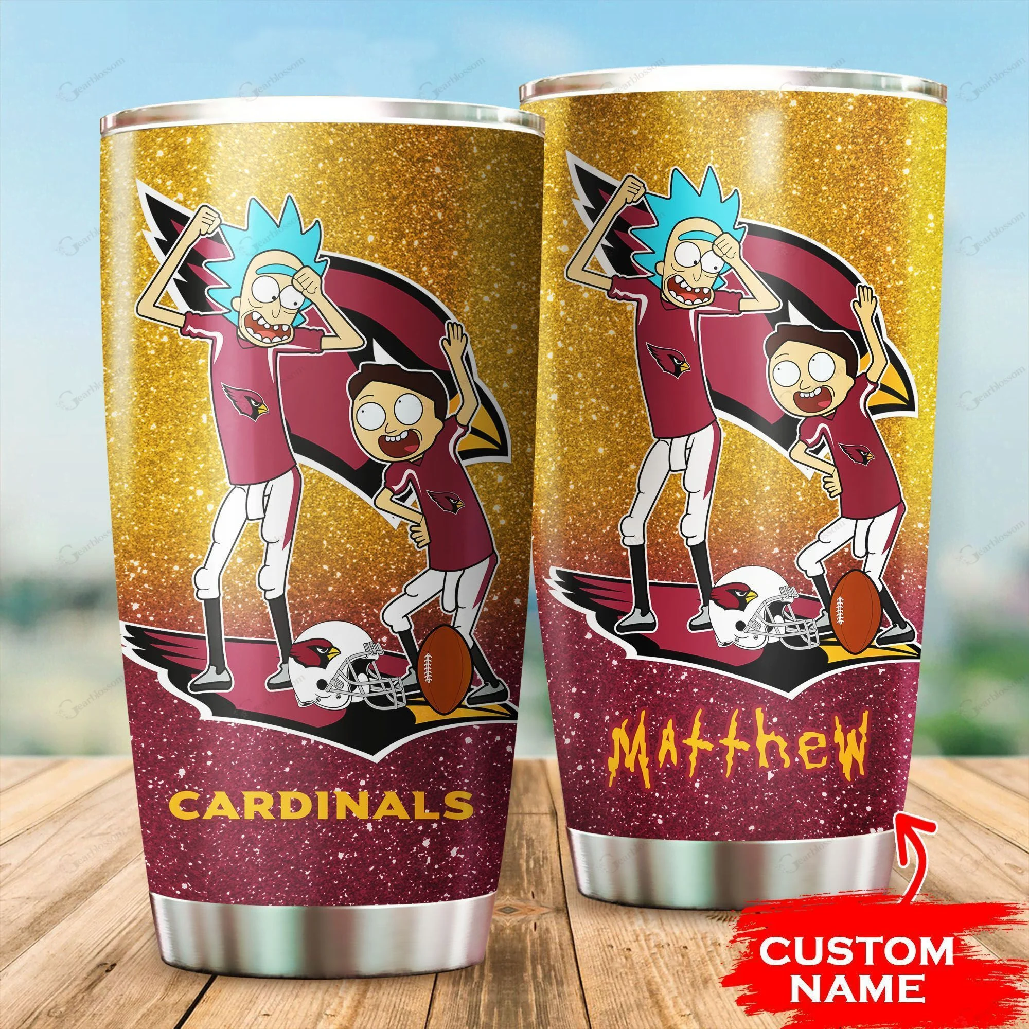 Personalized Arizona Cardinals Rick and Morty Tumbler