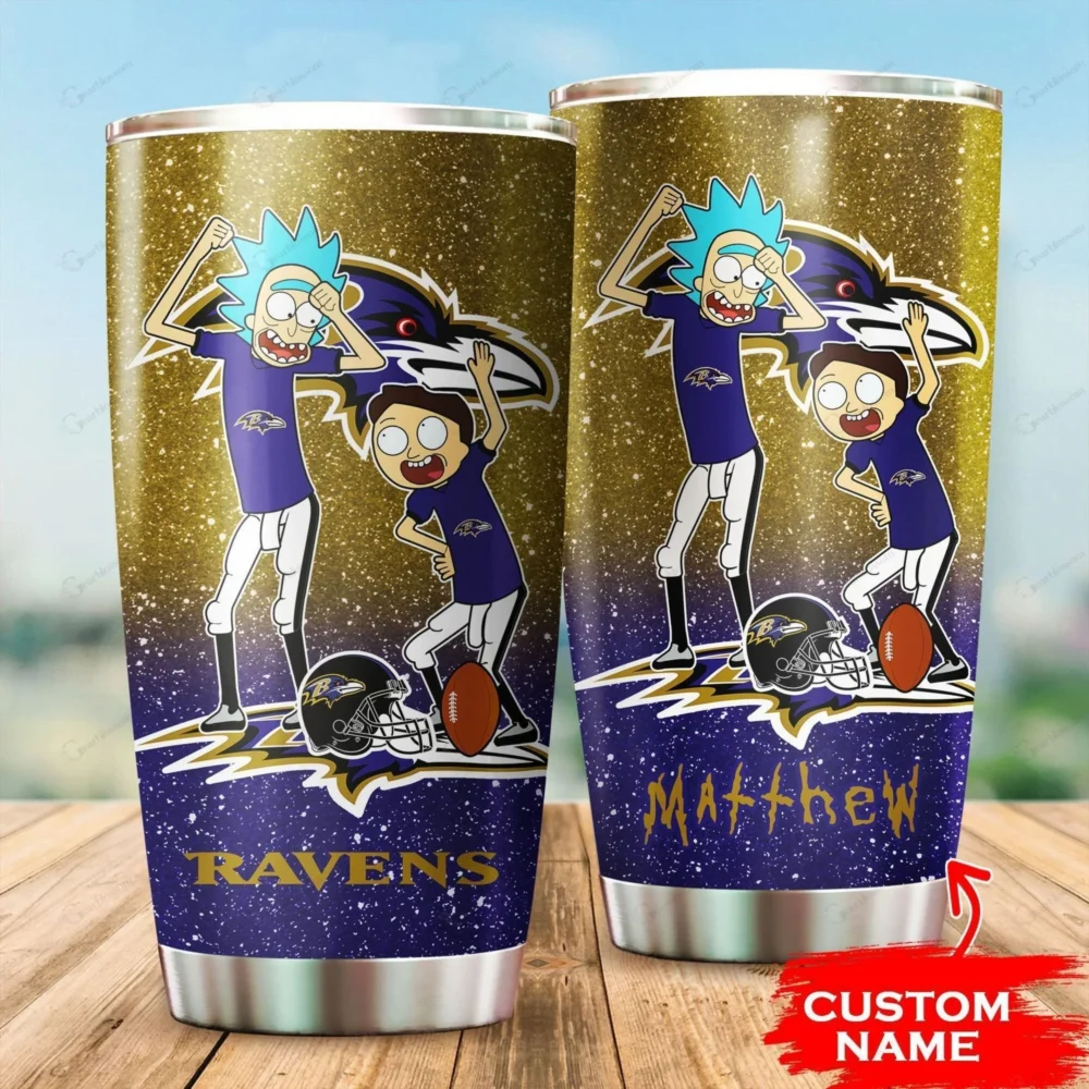 Personalized Baltimore Ravens Rick And Morty Tumbler