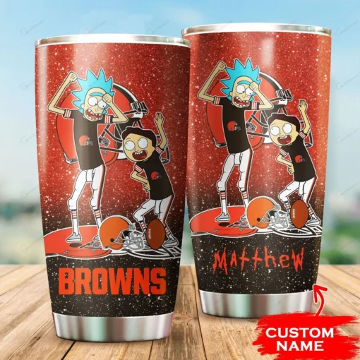 Personalized Cleveland Browns Rick and Morty Tumbler