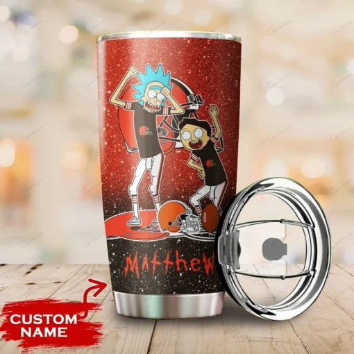 Personalized Cleveland Browns Rick and Morty Tumbler front
