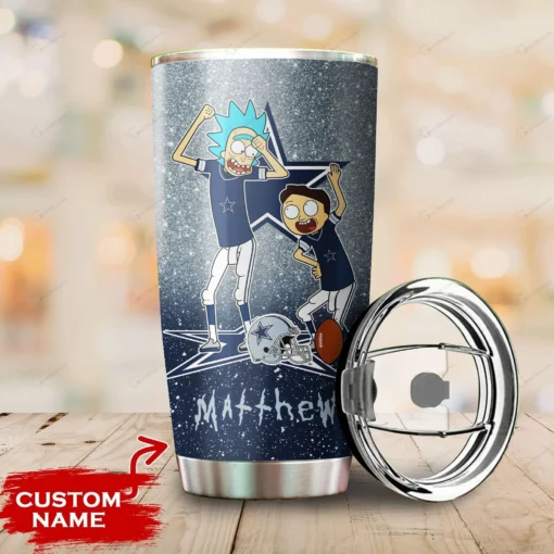 Personalized Dallas Cowboys Rick and Morty Tumbler front