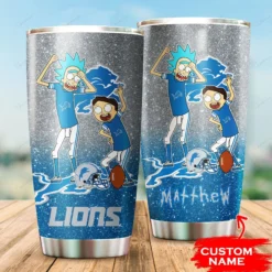 Personalized Detroit Lions Rick and Morty Tumbler