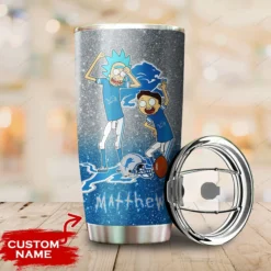 Personalized Detroit Lions Rick and Morty Tumbler front