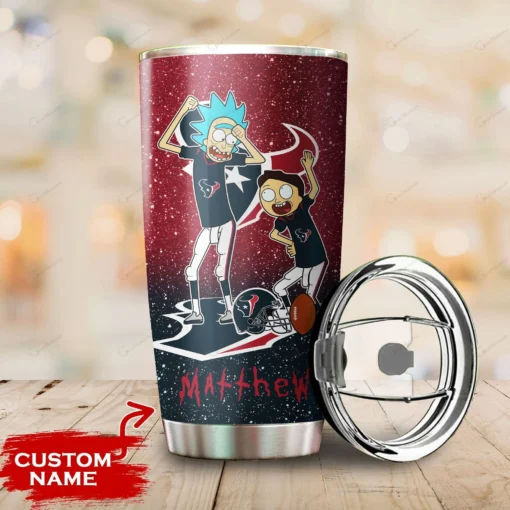 Personalized Houston Texans Rick and Morty Tumbler front