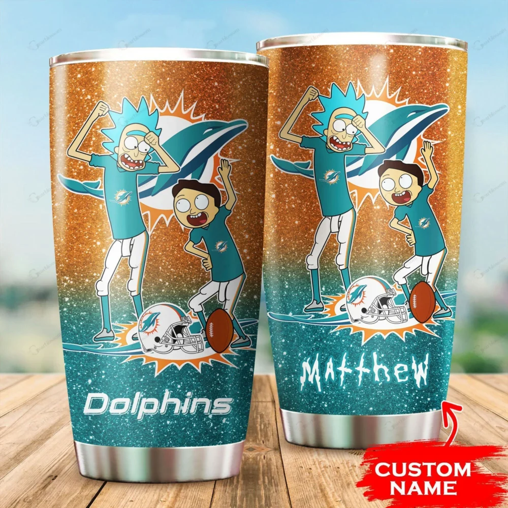 Personalized Miami Dolphins Rick and Morty Tumbler