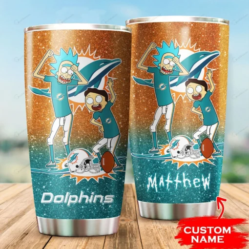 Personalized Miami Dolphins Rick and Morty Tumbler