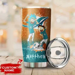 Personalized Miami Dolphins Rick and Morty Tumbler front