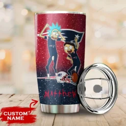 Personalized New England Patriots Rick and Morty Tumbler front