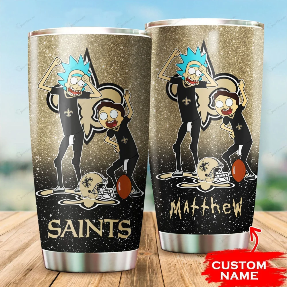 Personalized New Orleans Saints Rick and Morty Tumbler
