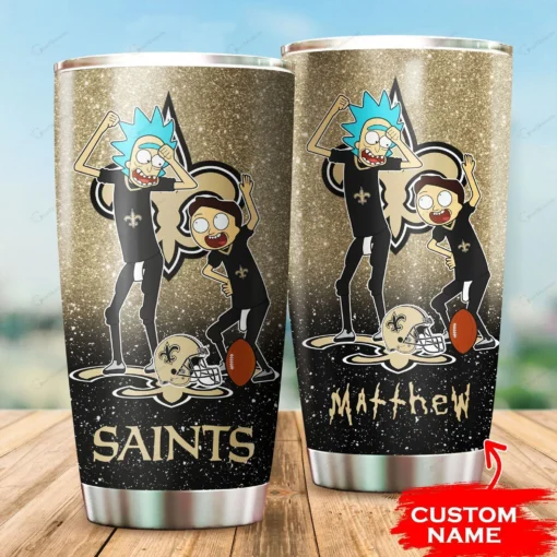 Personalized New Orleans Saints Rick and Morty Tumbler