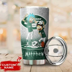 Personalized New York Jetss Rick and Morty Tumbler front