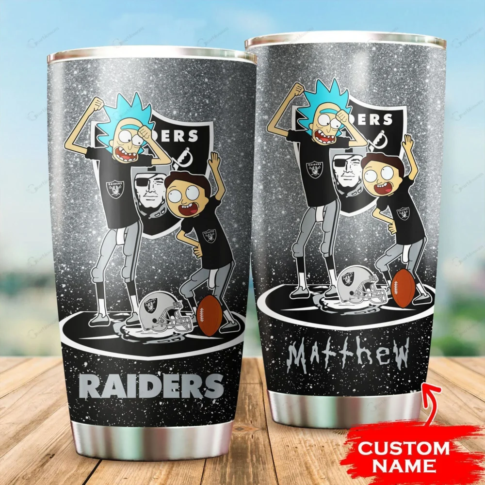 Personalized Oakland Raiders Rick and Morty Tumbler