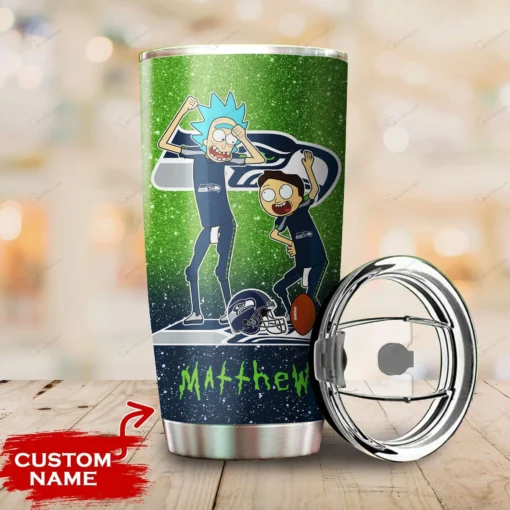 Personalized Seattle Seahawks Rick and Morty Tumbler front