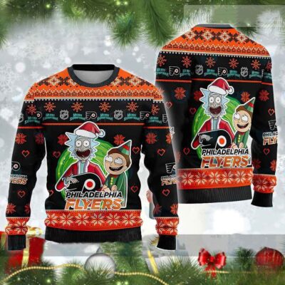 Philadelphia Flyers Rick And Morty Ugly Christmas Sweater