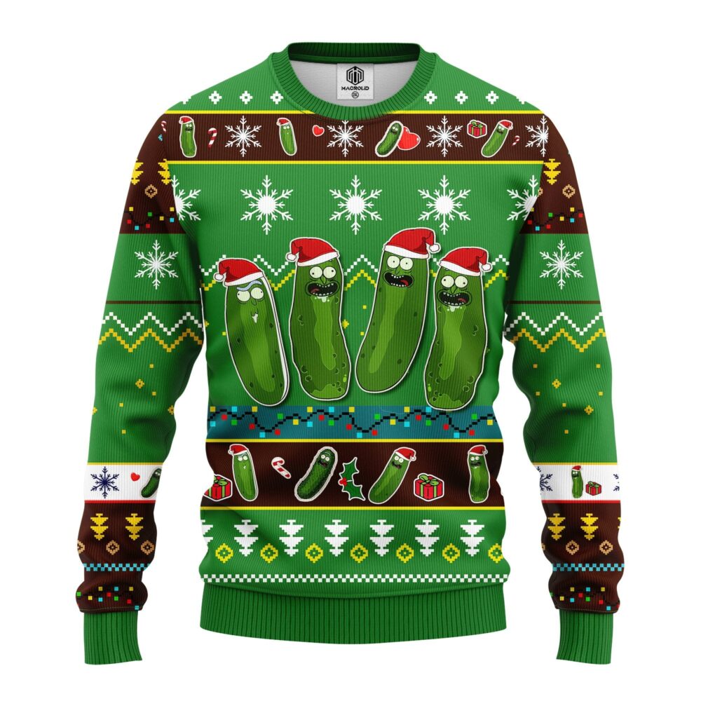 Pickle Rickmas Squad Ugly Christmas Sweater front