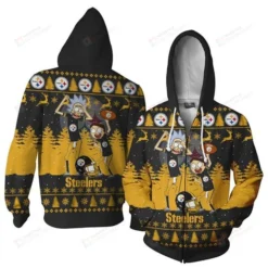 Pittsburgh Steelers Rick And Morty Unisex All Over Print Hoodie