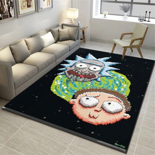 Rick and Morty 8-Bit Cosmic Pixel Party Rug