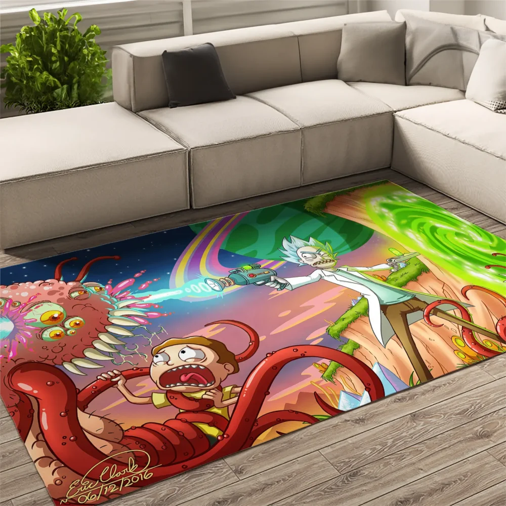 Rick and Morty Alien Creatures And A Portal Rug Home