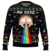 Rick And Morty Aw Geez Rainbow Barf Ugly Christmas Sweater front