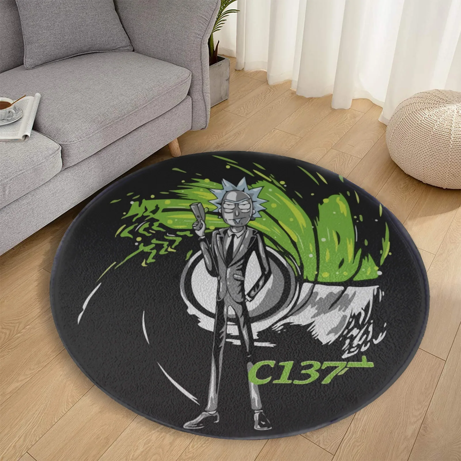 Rick and Morty C137 Hero Round Rug