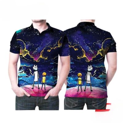 Rick And Morty Cartoon Movies Series Galaxy Polo Shirt