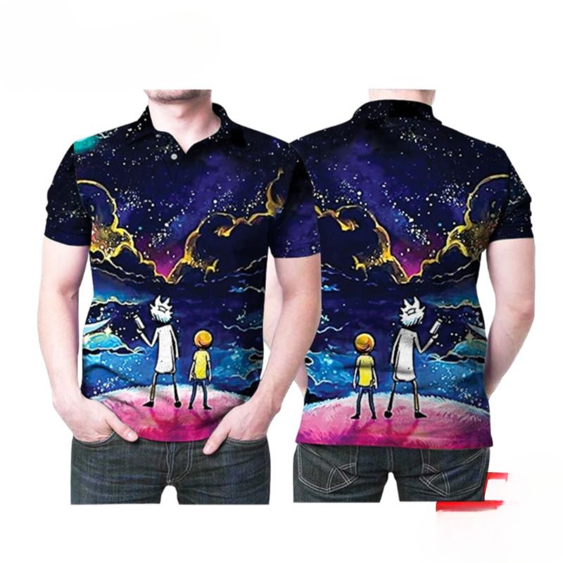 Rick And Morty Cartoon Movies Series Galaxy Polo Shirt