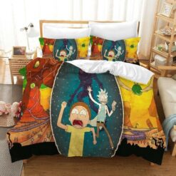 Rick And Morty Chased By Monster Colorful Bedding Set