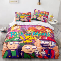 Rick And Morty Cosplay Mario And Luigi Colorful Bedding Set