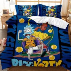 Rick And Morty Crosses Over Dragonball Colorful Bedding Set