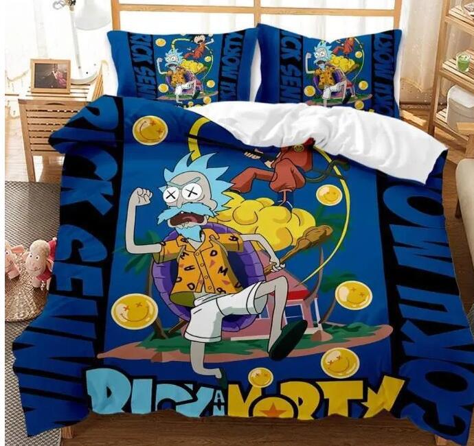 Rick And Morty Crosses Over Dragonball Colorful Bedding Set