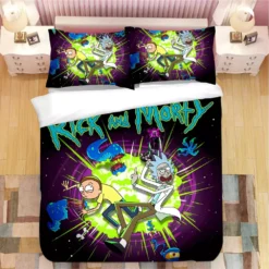 Rick And Morty Fighting Monster Colorful Bedding Set