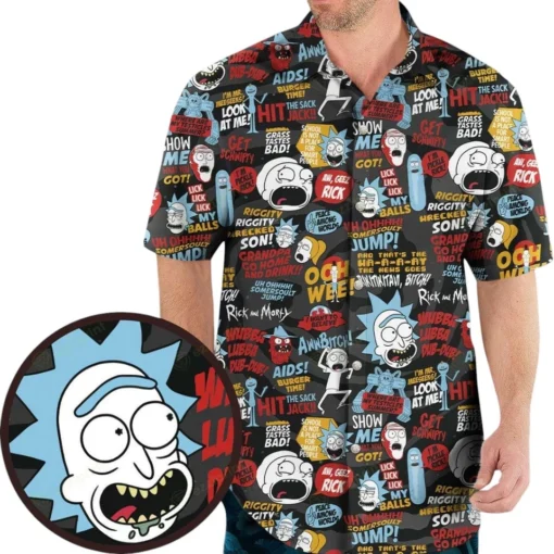 Rick and Morty Galactic Chaos Quote Splash Hawaiian Shirt