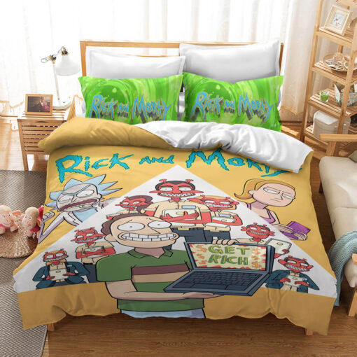 Rick And Morty Get Rich Colorful Bedding Set