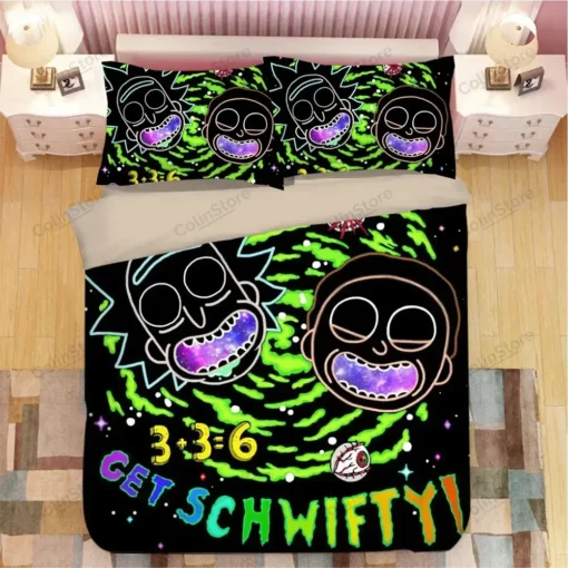 Rick And Morty Get Schwifty Colorful Bedding Set