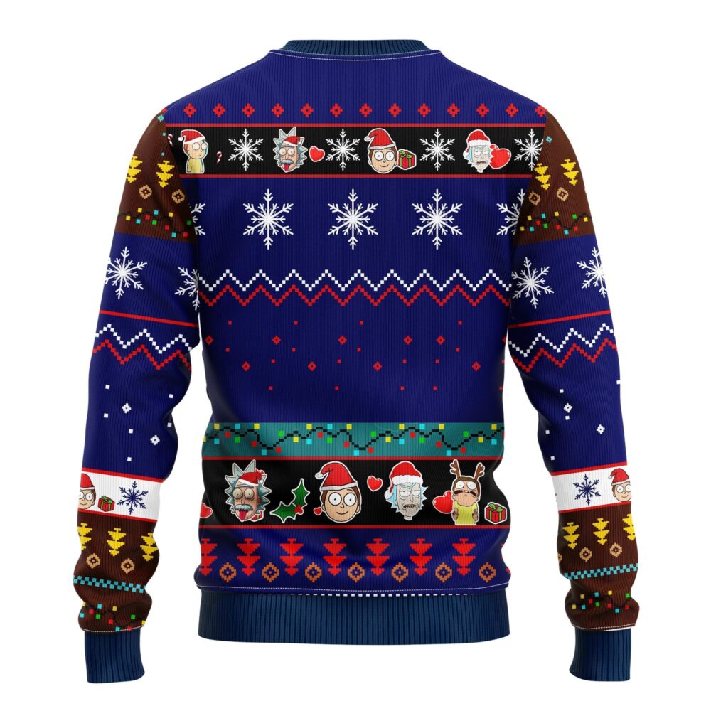 Rick and Morty Gift Patrol Santa Rick Ugly Christmas Sweater back