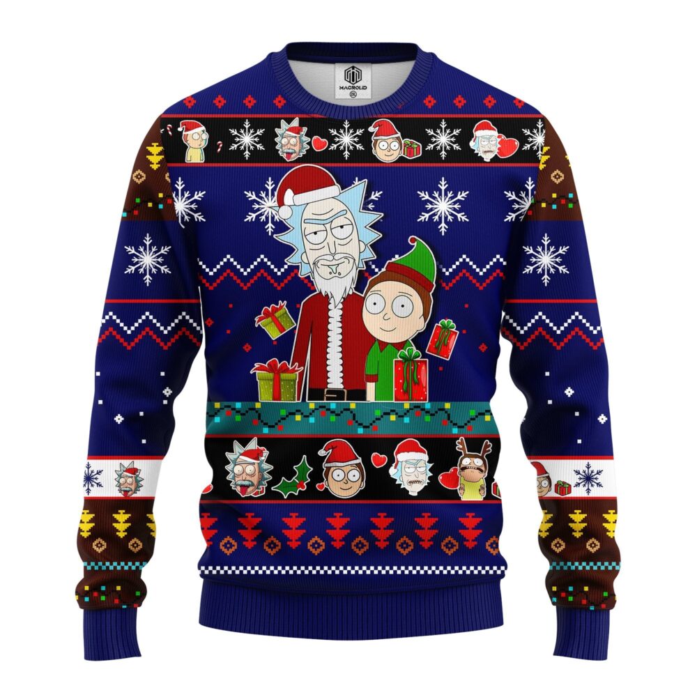 Rick and Morty Gift Patrol Santa Rick Ugly Christmas Sweater front