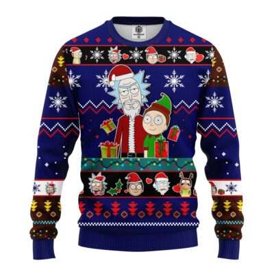 Rick and Morty Gift Patrol Santa Rick Ugly Christmas Sweater front