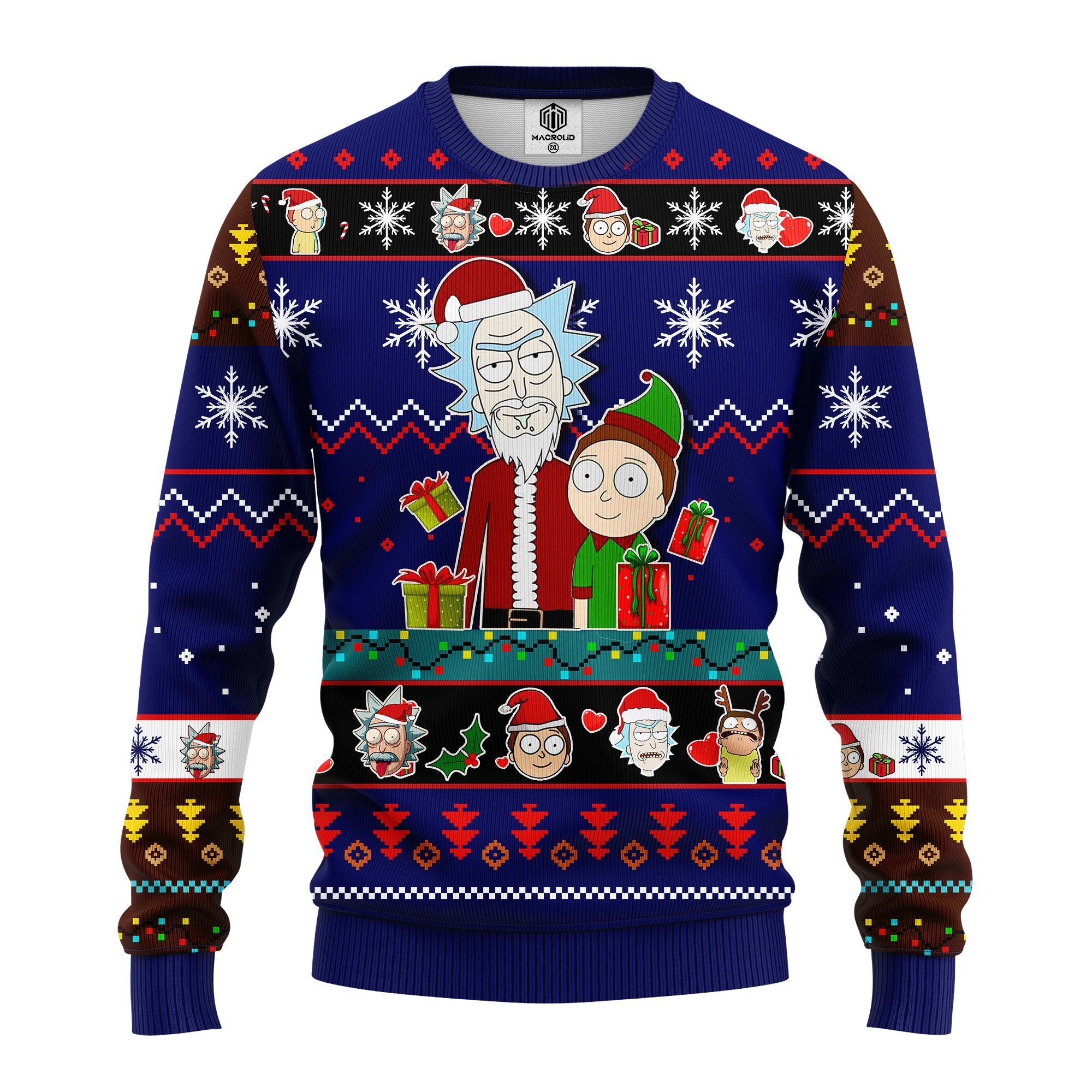 Rick and Morty Gift Patrol Santa Rick Ugly Christmas Sweater front