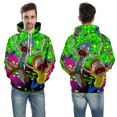 Rick and Morty Green Space Adventure Hoodie
