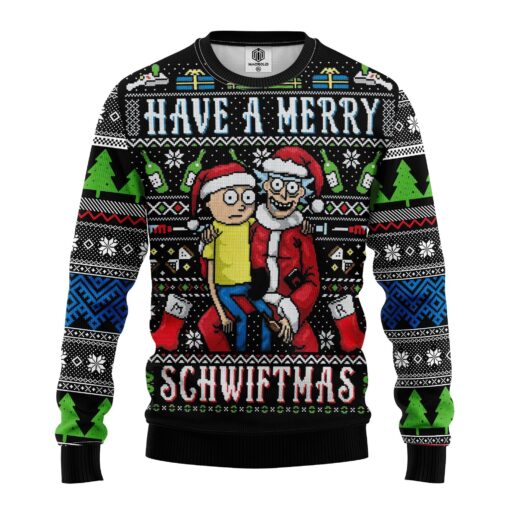 Rick And Morty Have A Merry Schwiftmas Ugly Christmas Sweater front