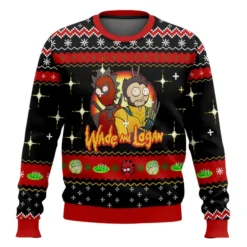 Rick And Morty In Deadpool Multiverse Ugly Christmas Sweater front