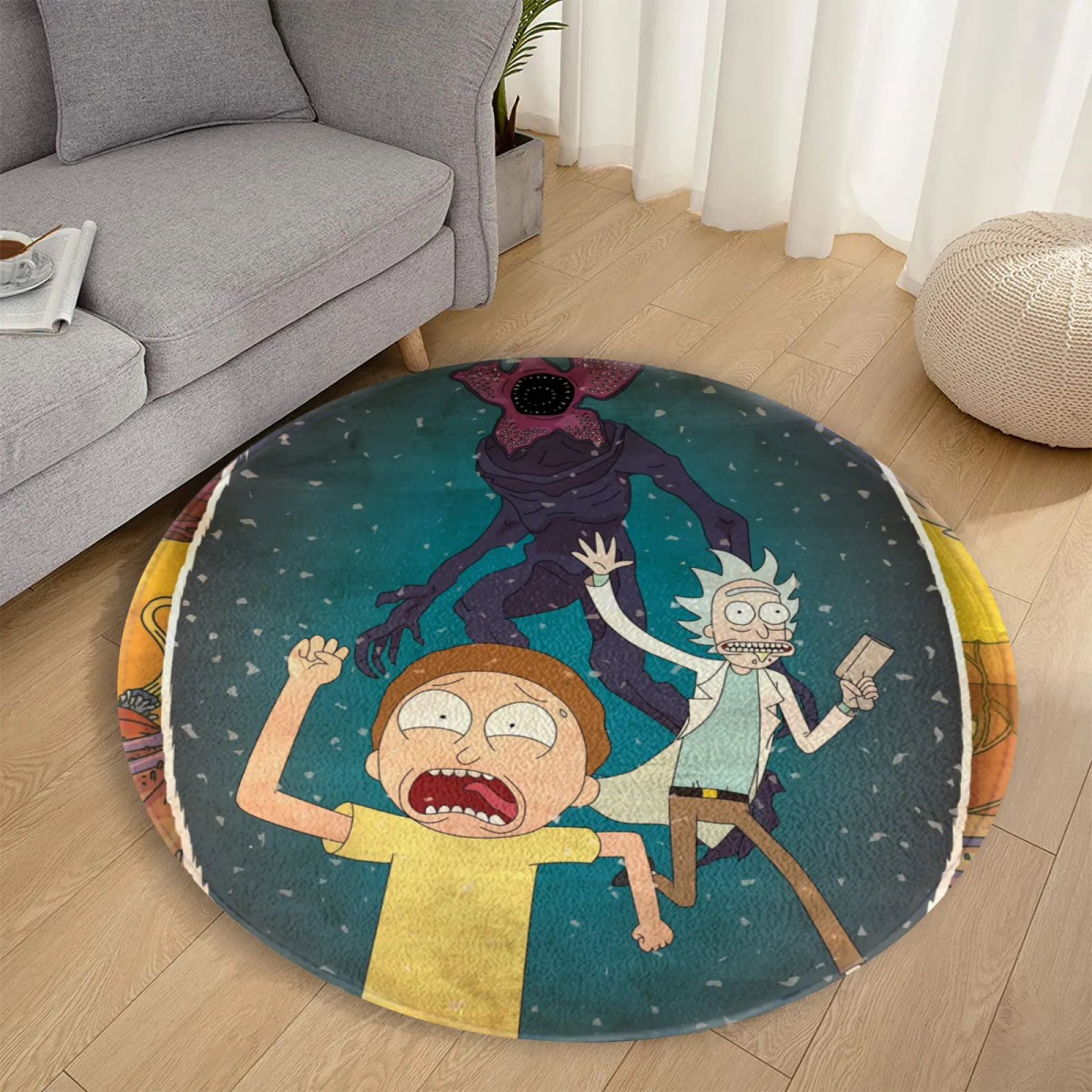 Rick and Morty Interdimensional Panic Round Rug