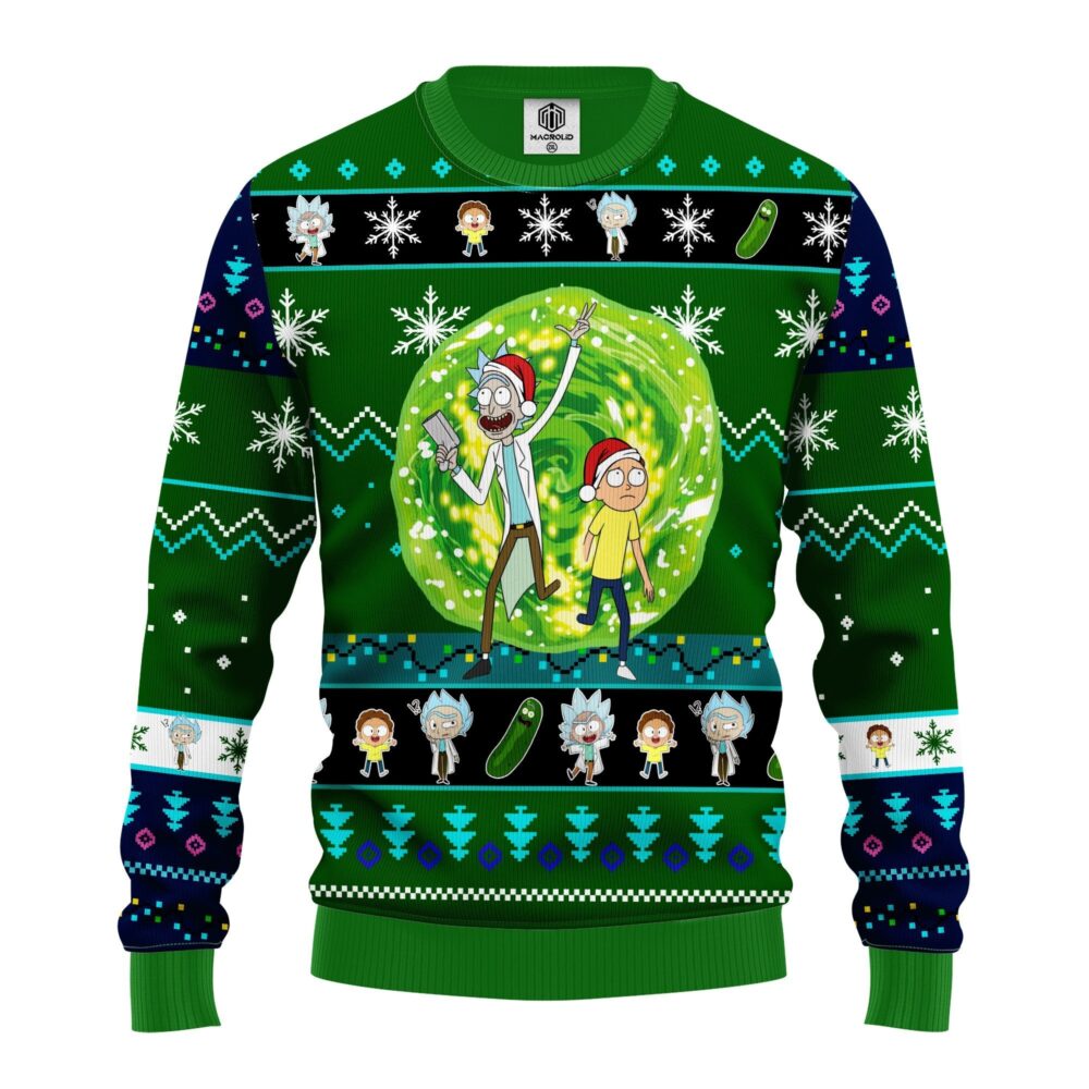 Rick and Morty Interdimensional Portal Ugly Christmas Sweater front