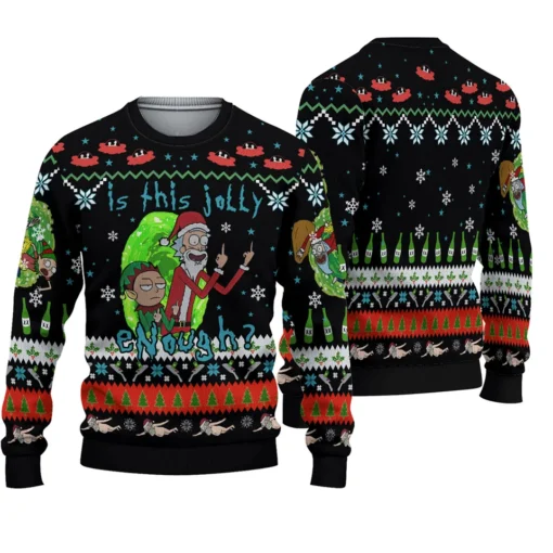 Rick and Morty Is This Jolly Enough Ugly Christmas Sweater