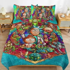 Rick and Morty Items Doodle Art Colorful Bedding Set