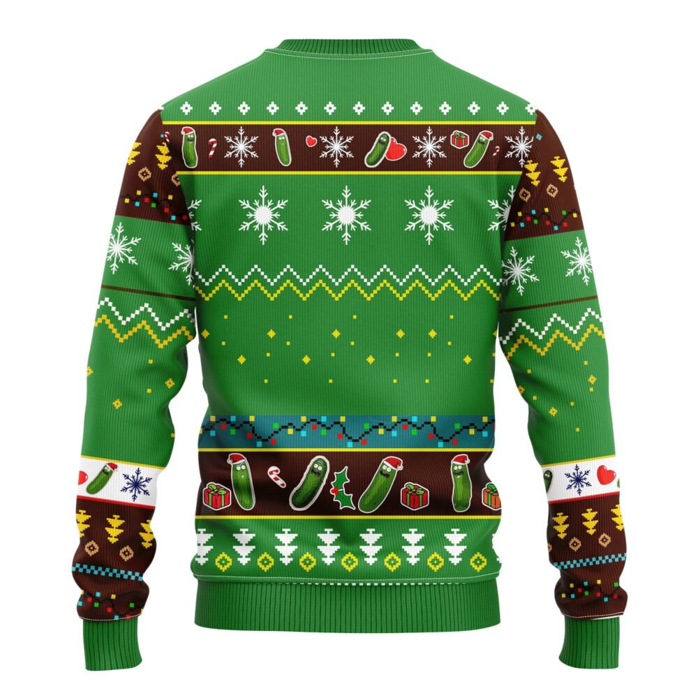 Rick And Morty Large Pickle Rick Green Ugly Christmas Sweater back