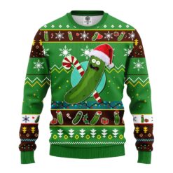 Rick And Morty Large Pickle Rick Green Ugly Christmas Sweater front