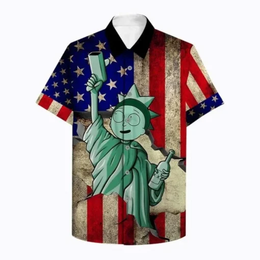 Rick and Morty Liberty & Lager Americana Hawaiian Shirt