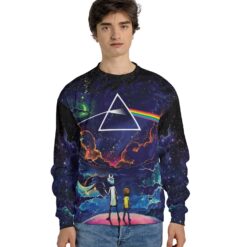 Rick and Morty Looking to The Dark Side of the Moon Sweatshirt front