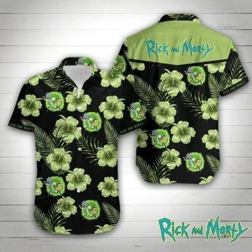 Rick and Morty Midnight Tropics Portal Hawaiian Shirt